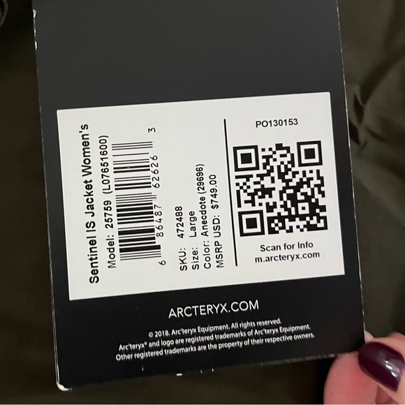 Dark Green Arc’teryx Sentinel IS insulated Jacket Women’s Large - Picture 8 of 8